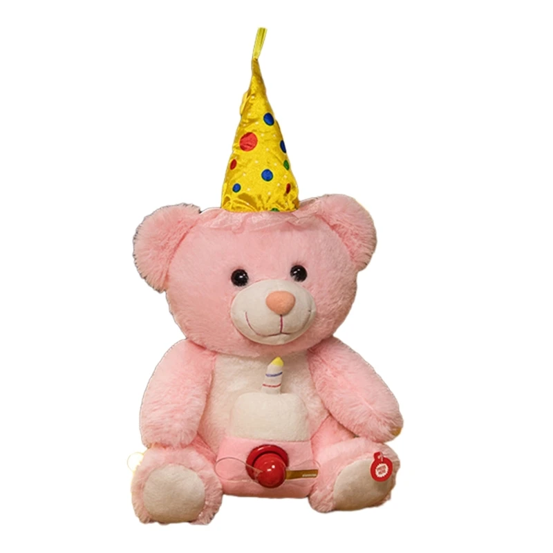 Urso Cantor Interativo Brinquedo Pelúcia para Crianças LED Musical Boneca Pelúcia para Namorada Aniversário Presente