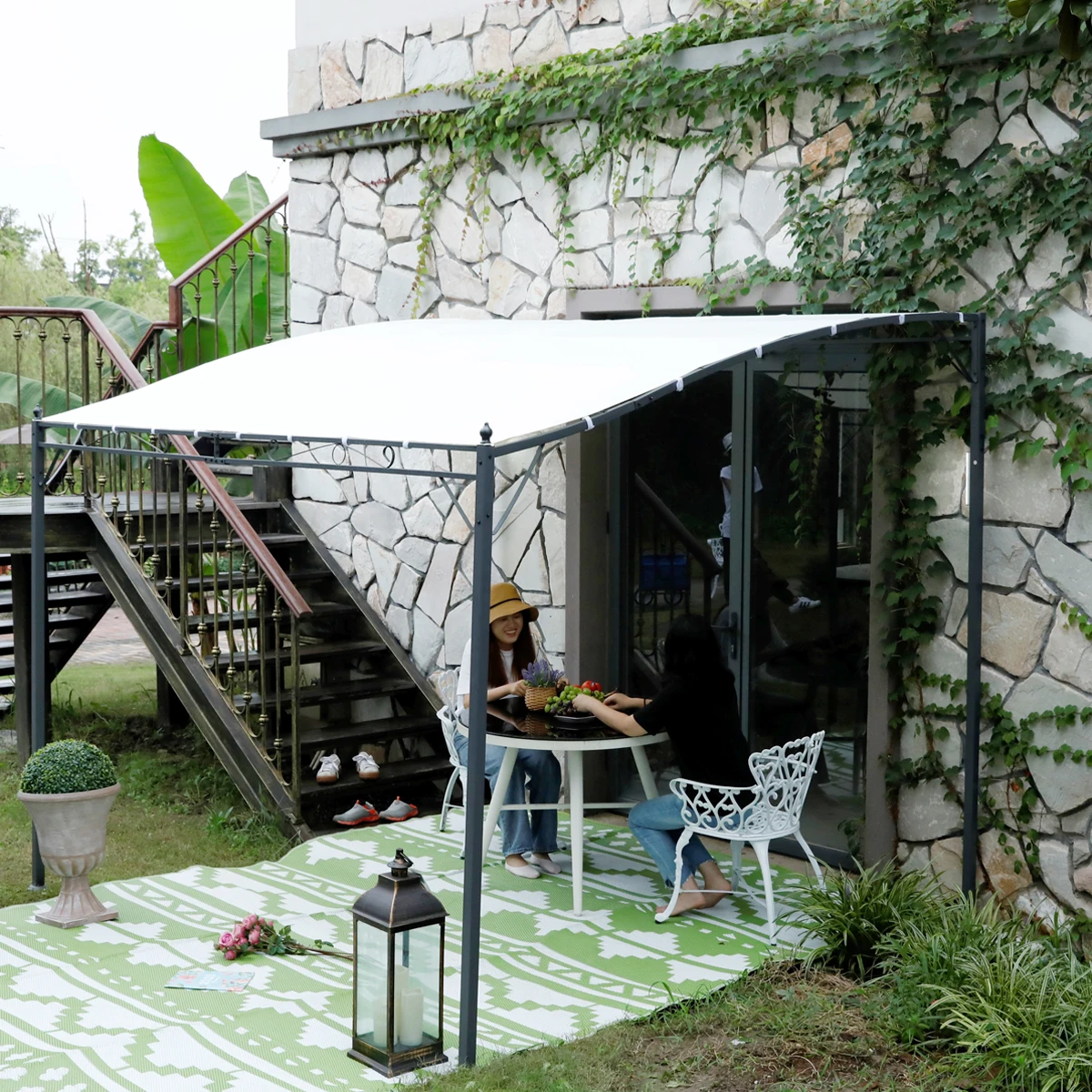 3X4.5m outdoor garden line antique metal awning gazebo