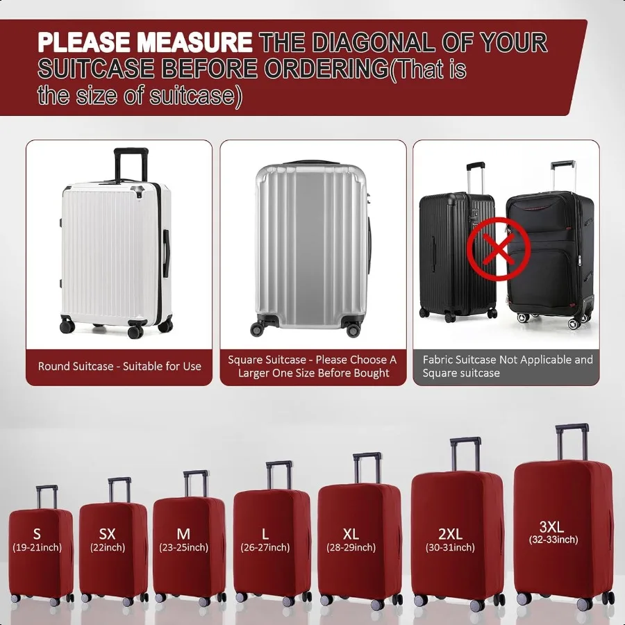 Travel Lage Cover Suitcase Protector ScratchResistant Fit 1931 Inch Suitcase Not Included Suitcase Claret S(1921 inch )