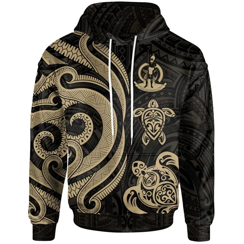 3D Epi Seal Of Vanuatu Polynesian Patterns Print Hoodies For Men Vanuatu Coat Of Arms Graphic Hooded Sweatshirts Clothing Hoodie