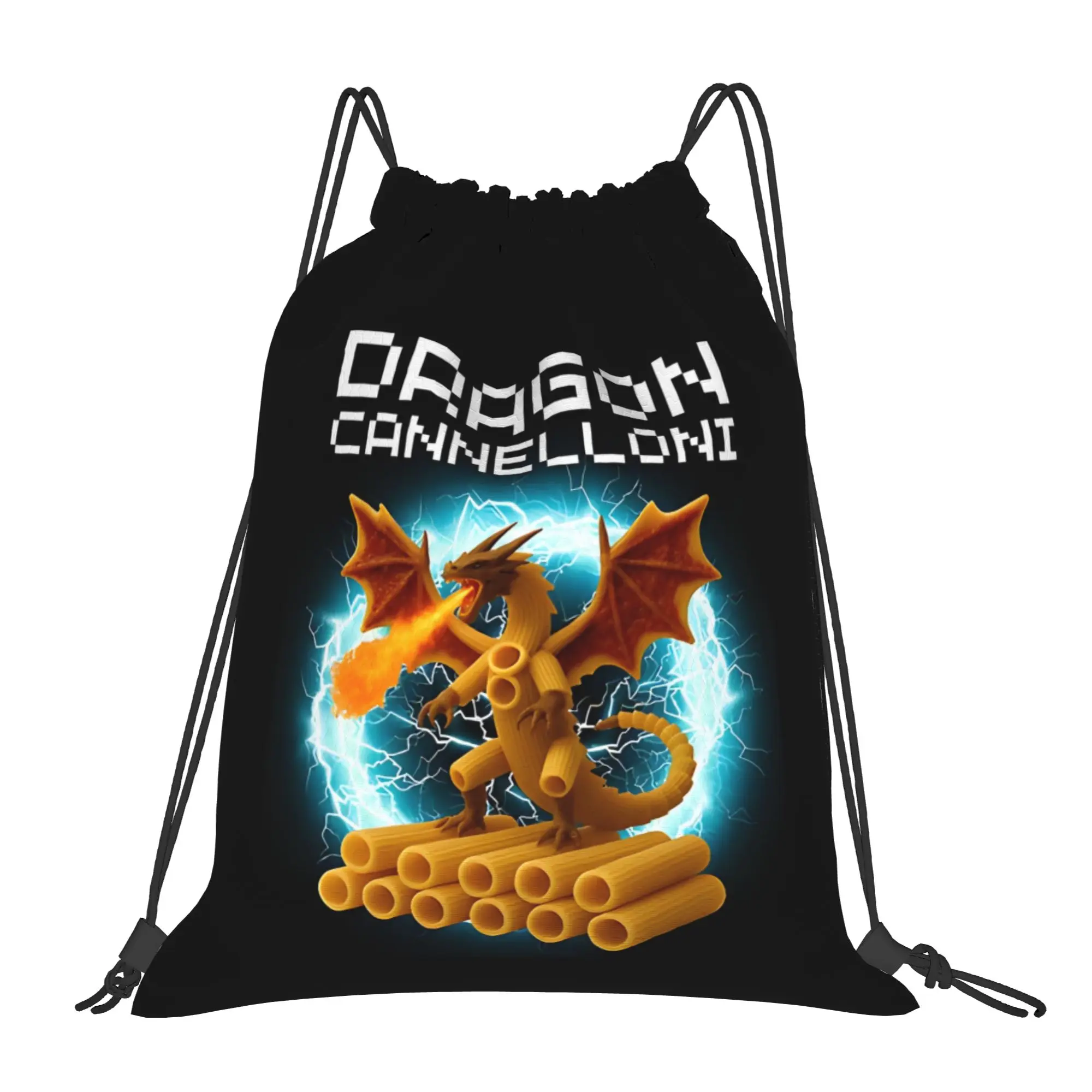 

Рюкзаки Dragon Cannelloni Dragoni Italian-Brainrot: портативные дорожные сумки на шнурке, рюкзаки для езды на велосипеде и спортзала, подарочные рюкзаки для хранения вещей