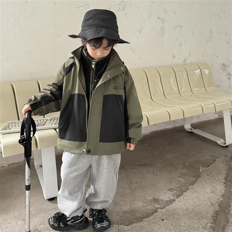 Kids 3-in-1 Mountain Style Waterproof Jacket - Trendy Detachable Anti-Static Fleece Liner Hooded Windbreaker for Boys(110-170cm)