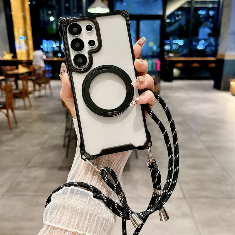 

Магнитный чехол с ремешком через плечо для Samsung Galaxy A56 A16 A36 A26 A15 A35 A55 A14 A34 A54 A13 A23 A52 A12 Задняя крышка