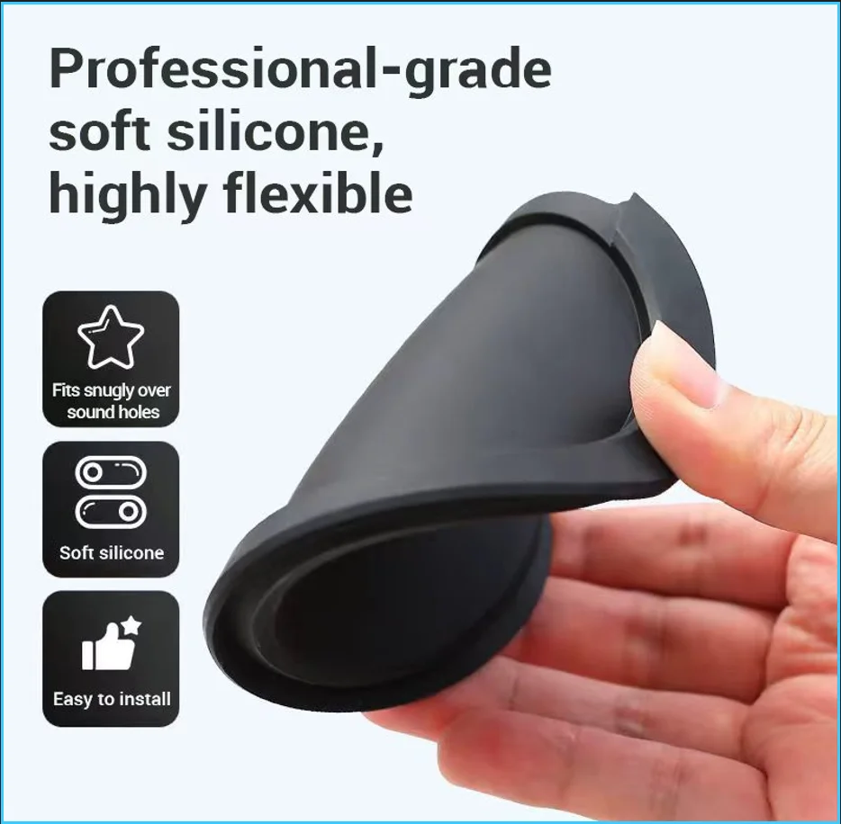 سيليكون الصوتية الكلاسيكية الغيتار ثقب الصوت غطاء الغيتار الحد من الضوضاء الغيتار الملحقات 2 أحجام عازلة كتلة وقف المكونات أجزاء