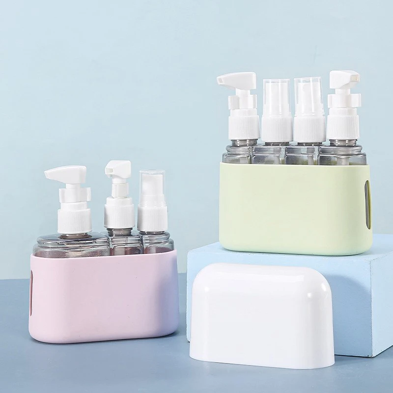 3-In-1 Travel Refillable Bottle Set Combination Liquid Lotion Shampoo Shower Gel Dispenser Empty Cosmetic Container Atomizer