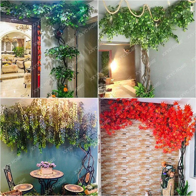 Artificial vine leaves branches false leaves living room indoor green plant vine fake flowers vine ceiling plant wall decoration