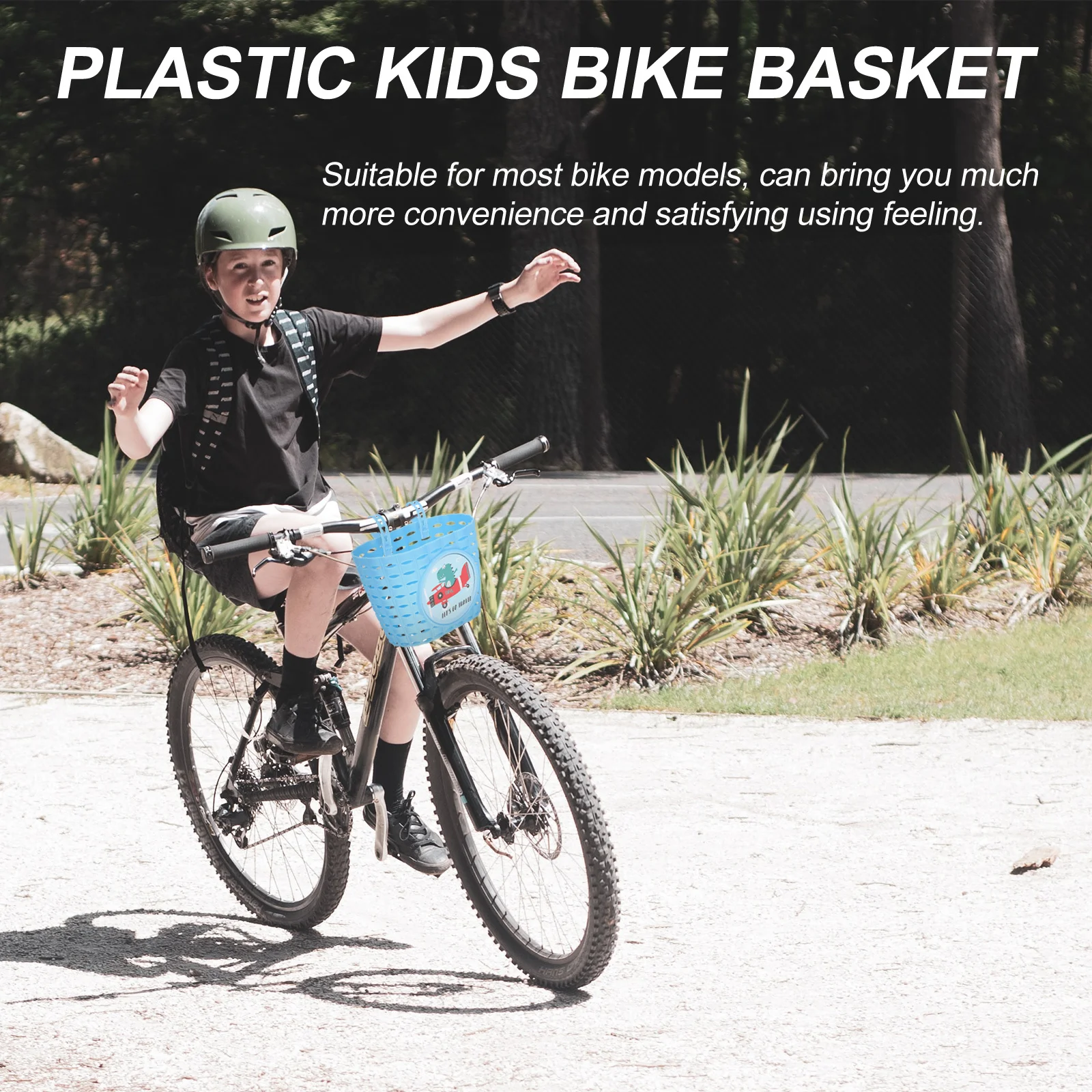 

Child Bike Front Basket Portable Plastic Storage Container for Scooter Handlebar No Installation Tools Required Outdoor Use