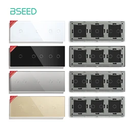 BSEED Glass Panel 228mm Triple Pearl Crystal Panel With Metal Frame For Wall Switch Function Part DIY Only Glass