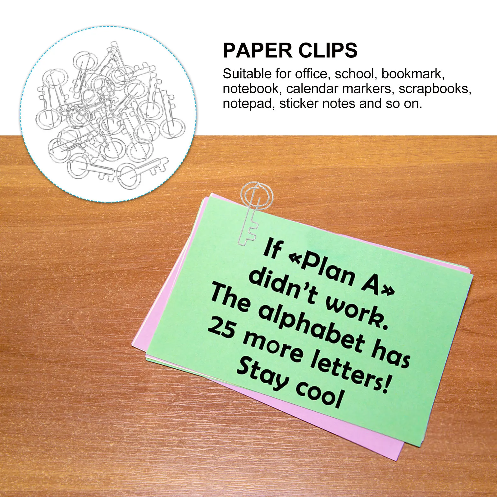 

20Pcs File Folder Key Shaped Paper Clips Metal Organizer Clips Office Home School Document Bookmarks Planner Accessories