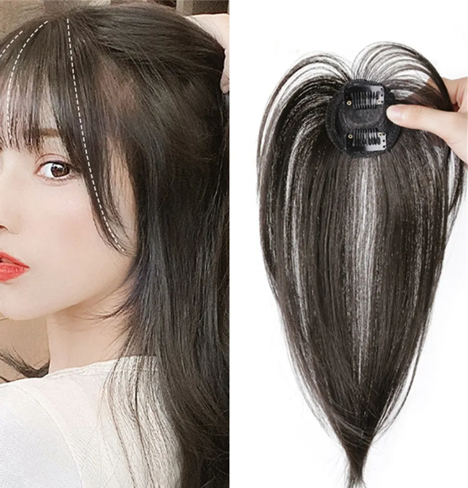 Fashion 3D Natural Invisible Seamless Air Bangs Wig Elegant French Fake Patch Synthetic Hair Piece for Girls Woman