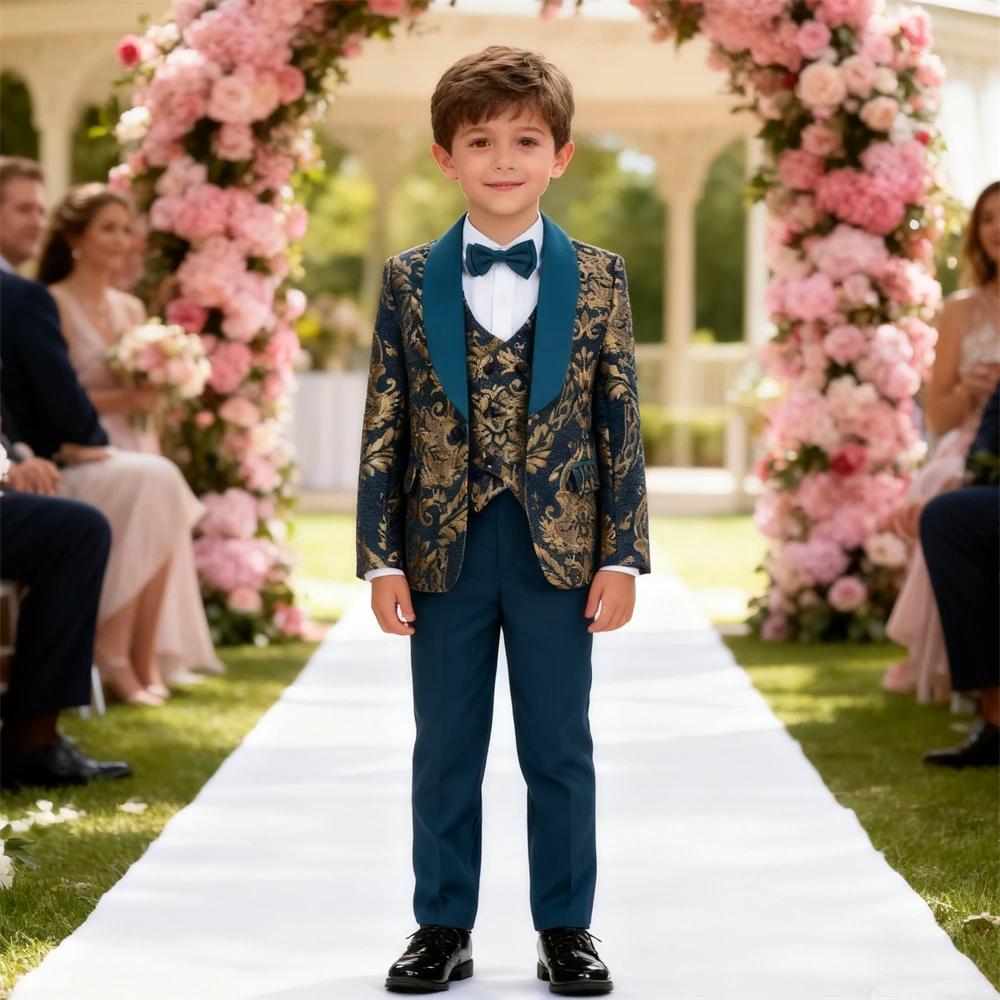 

24-часовой костюм из четырех предметов для малышей, костюм для мальчика с обручальным кольцом, праздничное платье для причастия, костюм, куртка, брюки, жилет, галстук-бабочка