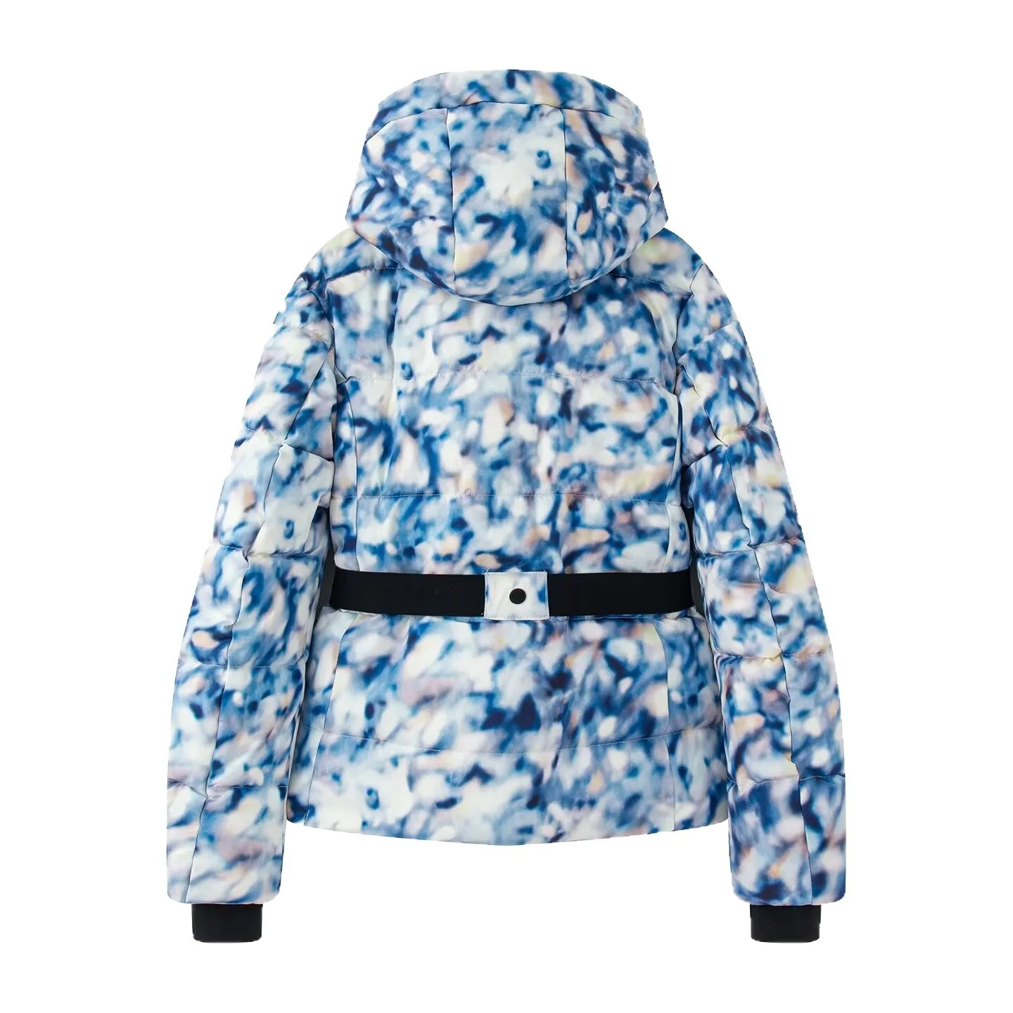 女性の冬のフード付きパッド入りスポーツパーカーパンツ 2 個セットベルト女性エレガントな暖かい防風スキーコートジャケットズボン