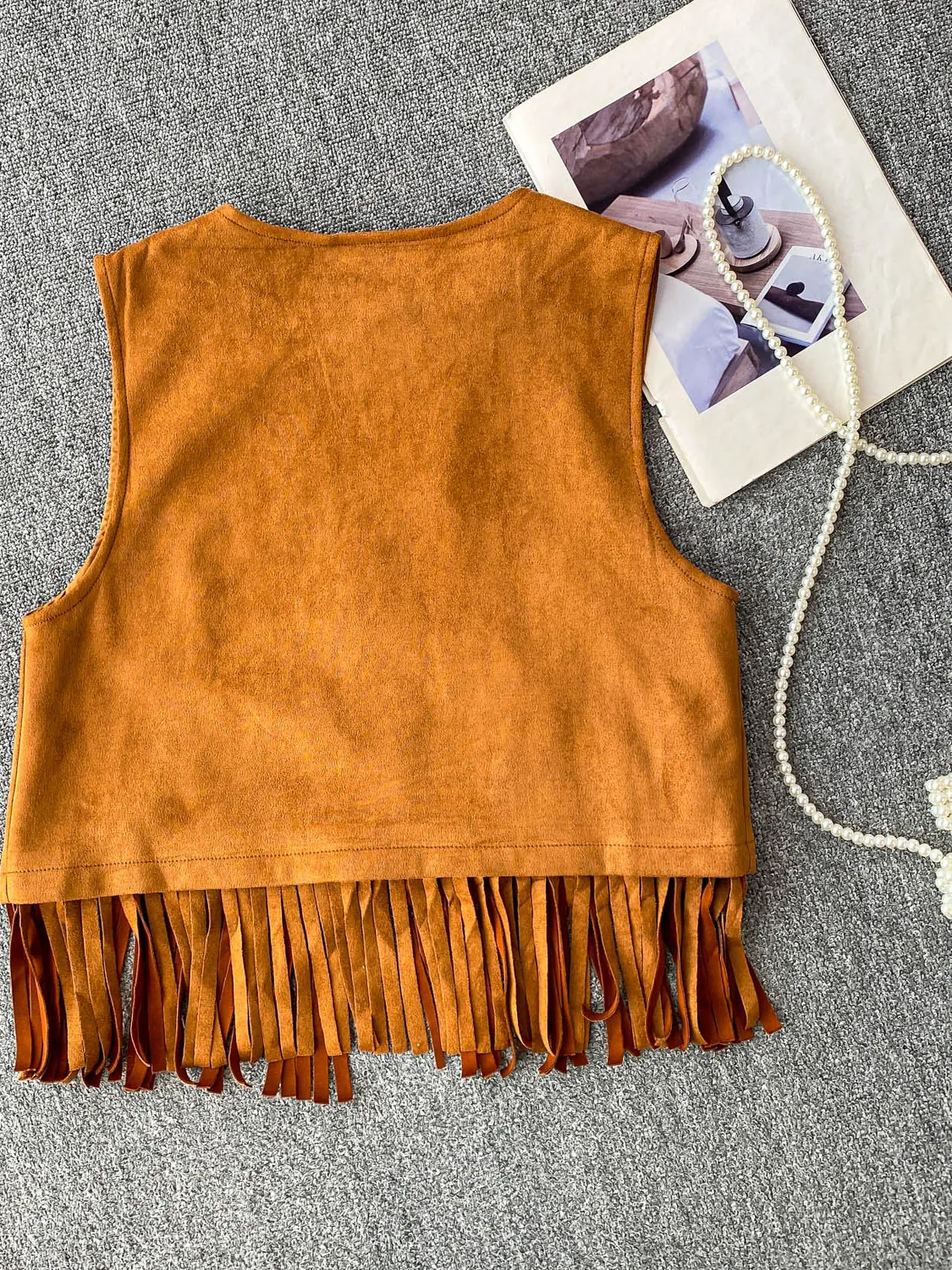 

Ele Light Maturi Sle Deer Skin Velvet Embroidery V-ne Svel Open Cardigan Tank Top Women Summer Design Tassel ...
