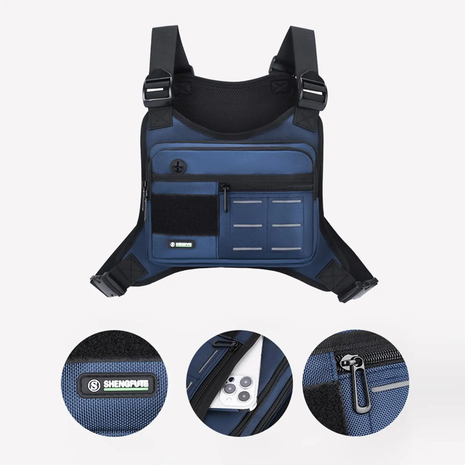 

Нагрудная сумка для мужчин, регулируемая, большая, для хранения вещей на открытом воздухе, нагрудный рюкзак для женщин, для путешествий, бега, походов, спортзала, рыбалки, работы