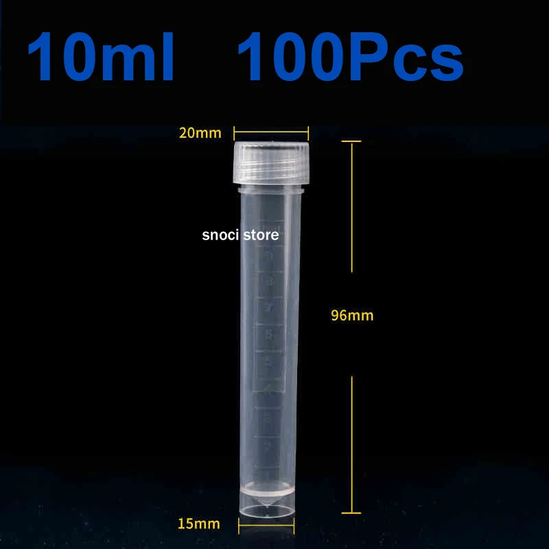 100 Stück Kunststoff-Reagenzgläser, Gefrierröhrchen, Fläschchen, Probenhandwerk, Schraubverschluss, Flaschen für Büro, Schule, Chemiebedarf, 1–15 ml – Detail 12