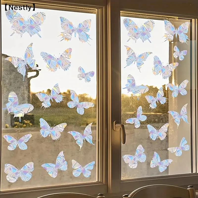 Anti-Collision Window Decals To Save Birds From Window Collisions Non Adhesive Prismatic Window Clings Rainbow Stickers〔Nest〕