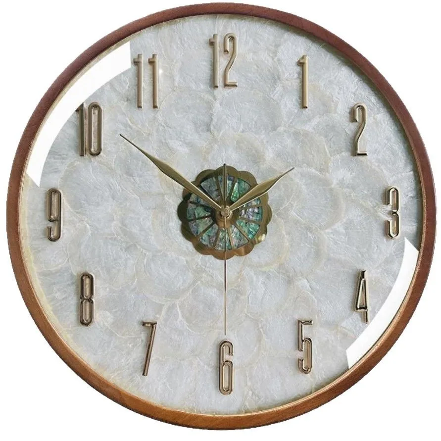 

Light luxury solid wood shell French simple household wall clock