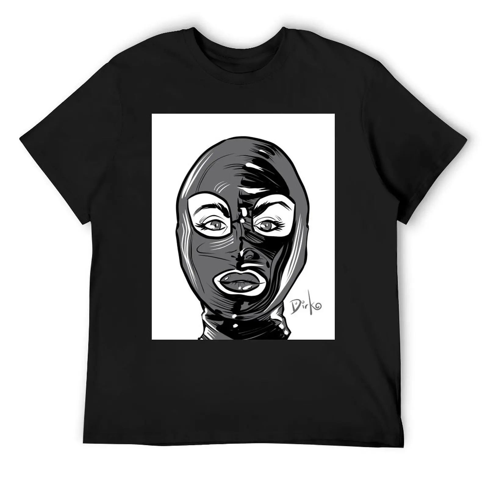 Latex-Hooded Fetish Dominatrix Illustration by Dirk Hooper T-Shirt graphic tee shirt vintage clothes men tshirt