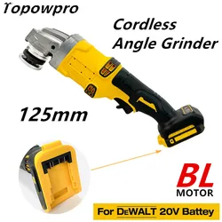 Velocidade variável Brushless Angle Grinder, corte, polimento, retificadora, ferramentas elétricas, adequado para DeWALT, bateria de 20V, 125mm