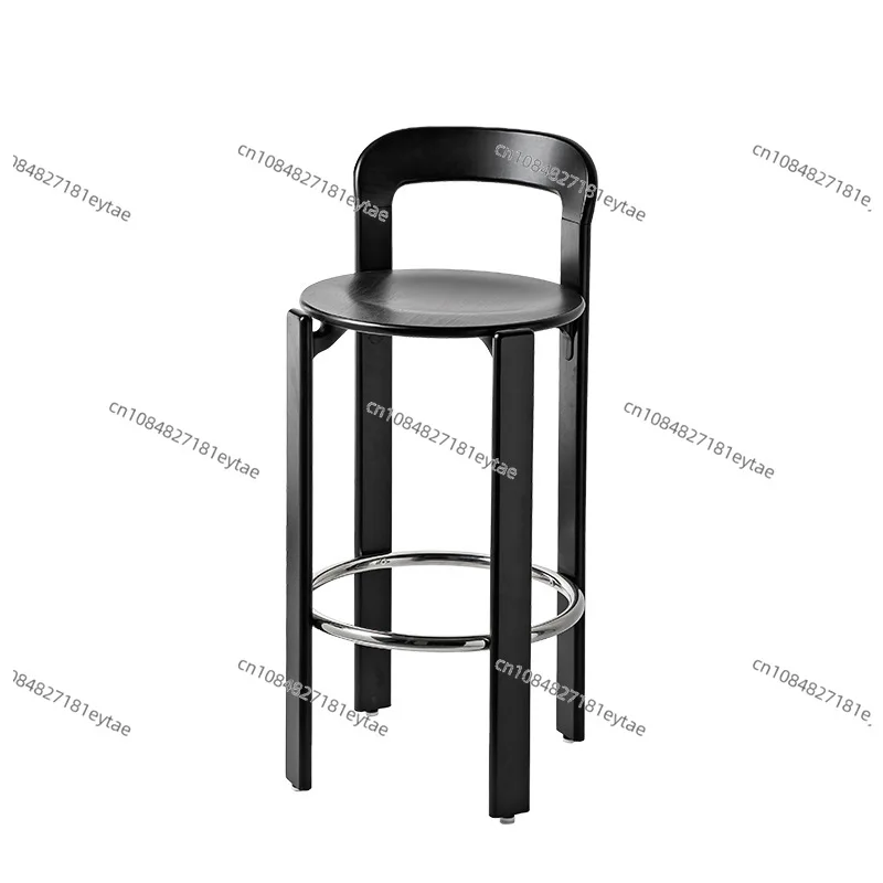 Modern simple home bar chair Internet celebrity medieval high stool, Nordic light luxury cafe bar solid wood bar chair