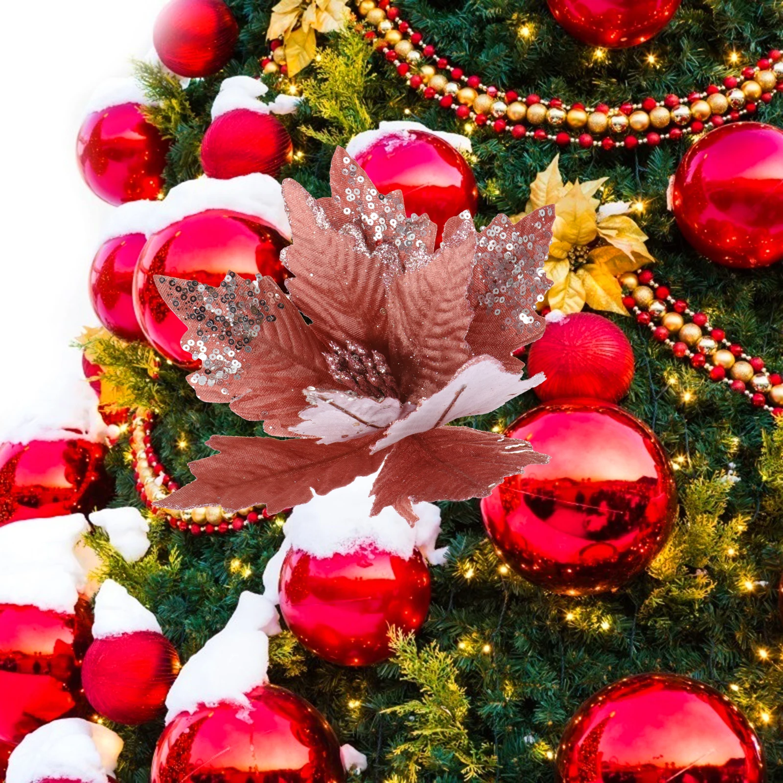 

Artificial Christmas Flower Pick Xmas Poinsettia Decor Fake Poinsettias Lint for Simulated