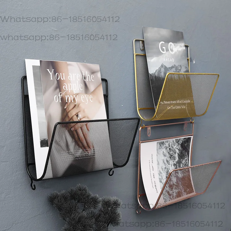 Books and Newspapers Magazine RacksFurniture Iron Art Hanging Wall Storage Bookshelf Minimalist Style Magazine Rack Living Room