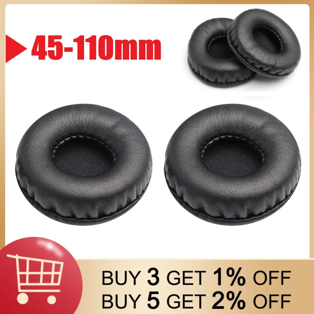 1 Pair Universal Soft PU Earpads Protein Skin Foam Headphones Cushions for Sony ATH Philips Replacement Round Headset Ear Caps