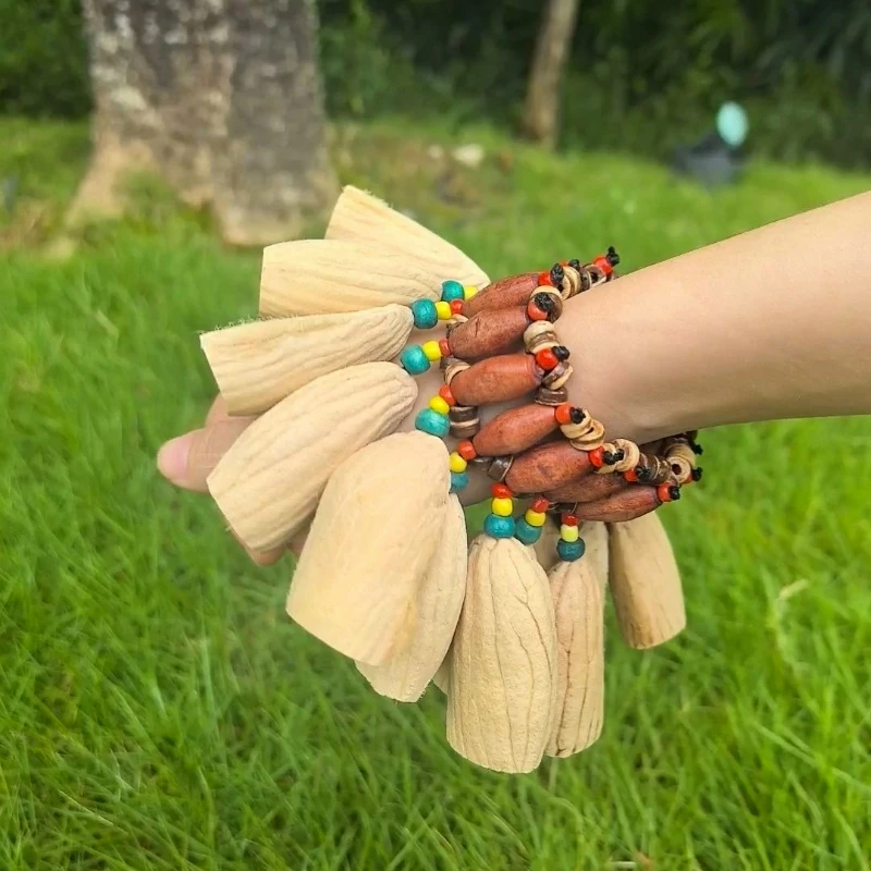Handmade Nuts Shell Hand Bell Meditation Sound Healing Bracelet Hand Bells African Drums Accompaniment Percussion Instrument