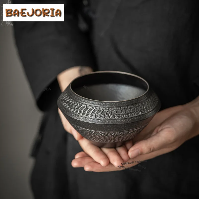 Black Ceramic Jianshui Elegant Tea Wash Writing-brush Washer Water Washing Slag Tank Tea Residue Bucket Chaxi Tableware Craft