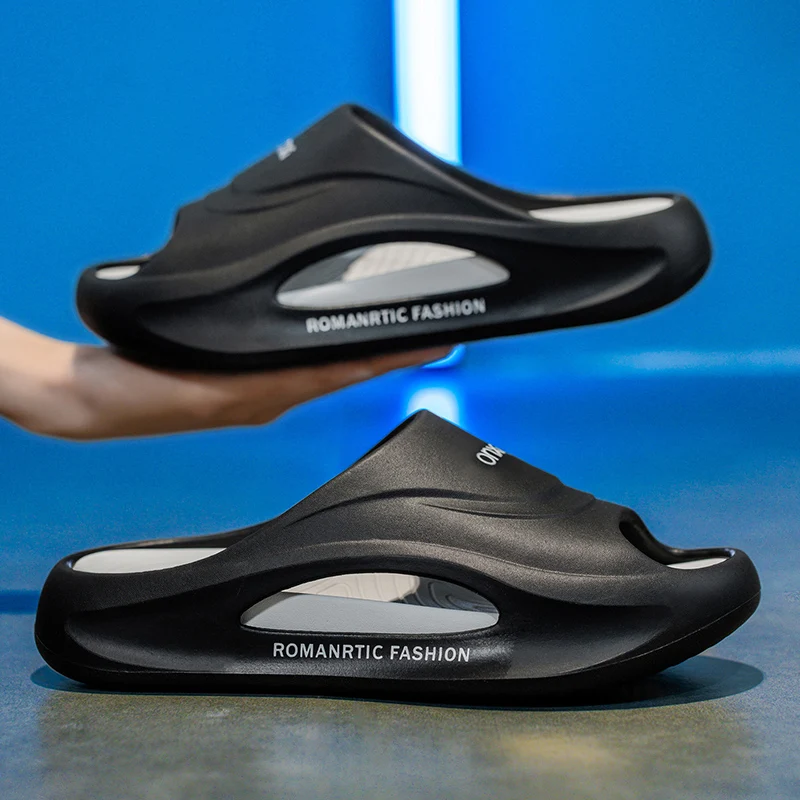 Pantoufles d'été pour hommes, sandales de plage décontractées, antidérapantes, confortables, sensation de marche en plein air, matériau EVA