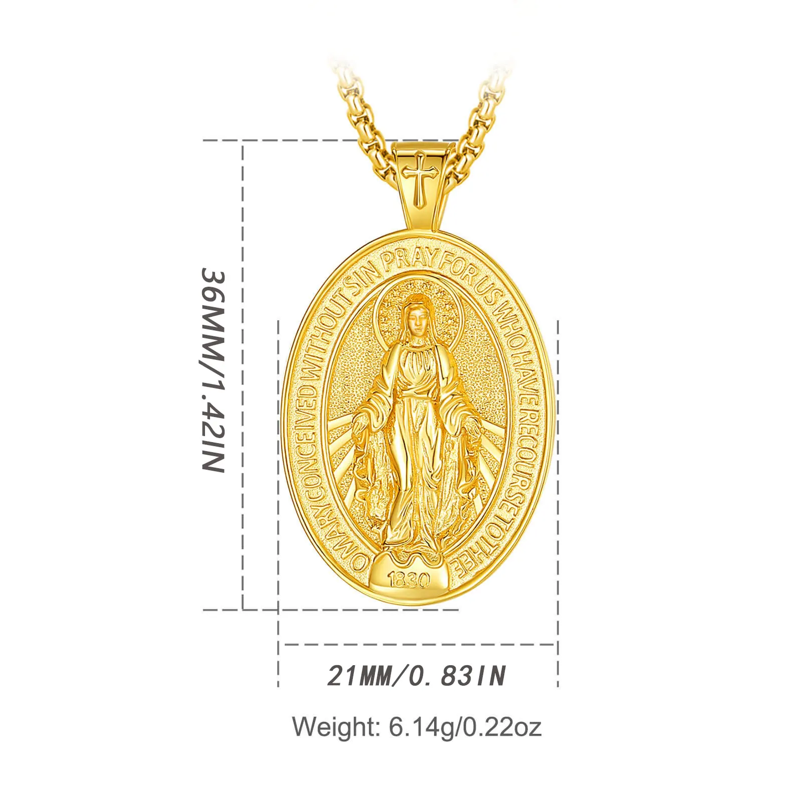 Eudora 925 Sterling Silver Virgin Mary Necklace 18K Gold Sacred Heart Religious Pendant Amulet Women Jewelry Exquisite Gift