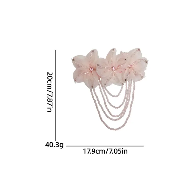 New Tassel Crystal Chiffon Embroidery Flower Brooch Women's Jewelry Accessories Shoulder Patch Pin Wedding Dress Gift Corsage