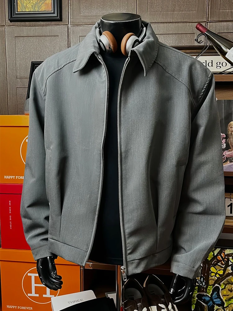 

Мужская куртка-жакет Cleanfit с подплечниками на молнии, осенняя, премиум-класса, свободного кроя, в американском стиле, немнущаяся, с длинными рукавами