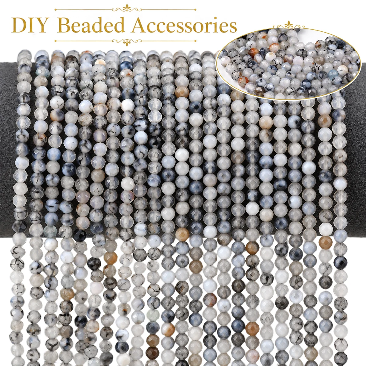 4mm 100–300pcs Natural Dragon Pattern Agate Handmade DIY Jewelry Making Bracelets Necklaces Beads Decorative Accessories