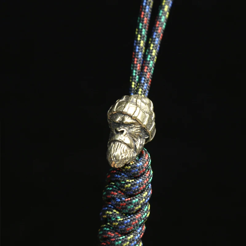 Beanie Gorilla Head Sculpture EDC Knife Charm Bracelet and Keychain Accessories DIY Paracord Braided Lanyard Pendant Components