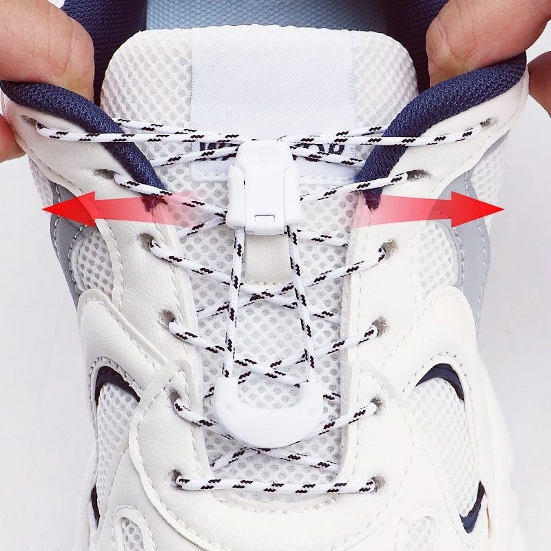 Elastic Semicircle Locking Laces Lazy No Tie Shoelaces Kit with Buckles for Outdoor Sports Shoes 120cm/140cm/160cm Length 1Pair