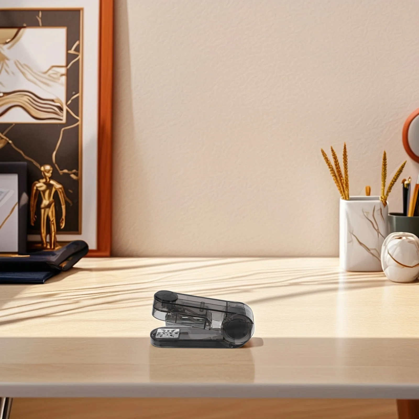 360도 회전 가능한 스테이플러 투명 케이스 다용도 바인딩 모드 컴팩트 대용량 플라스틱 책상용