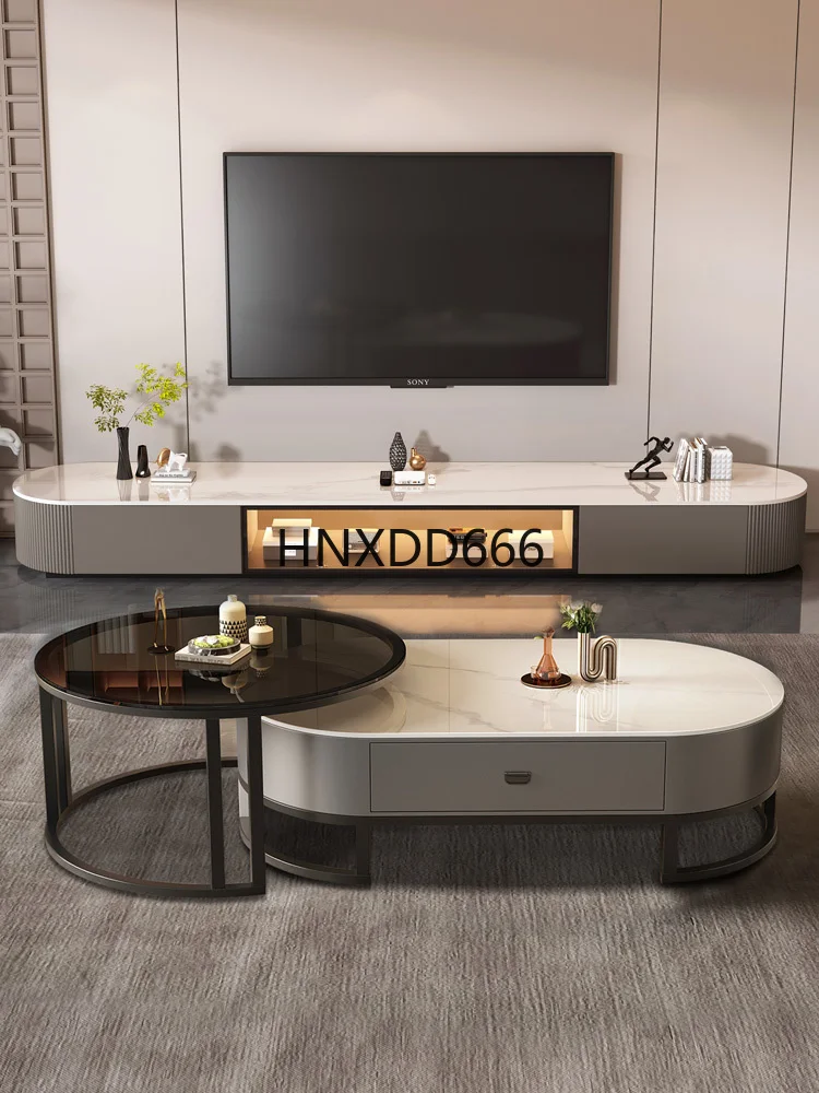 خزانة تلفزيون من البلاط الصخري لغرفة المعيشة، مجموعة طاولة القهوة الصغيرة