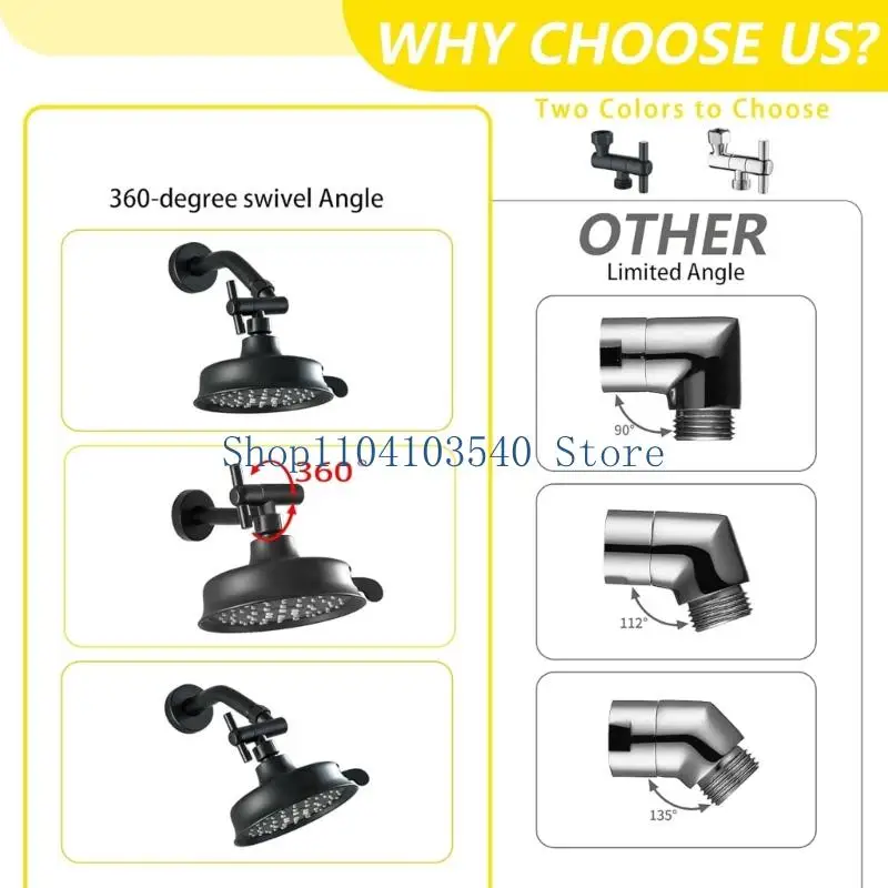 

02DC Универсальный 1/2-резьбовой удлинитель для душа, регулировка вращения, адаптеры для насадки для душа, сильные адаптеры для