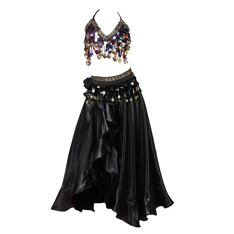 New Women Belly Dance Costume Oriental Belly Dance Skirt Stage Performance  Set Bra Belt Skirt Belly Dancing Wear