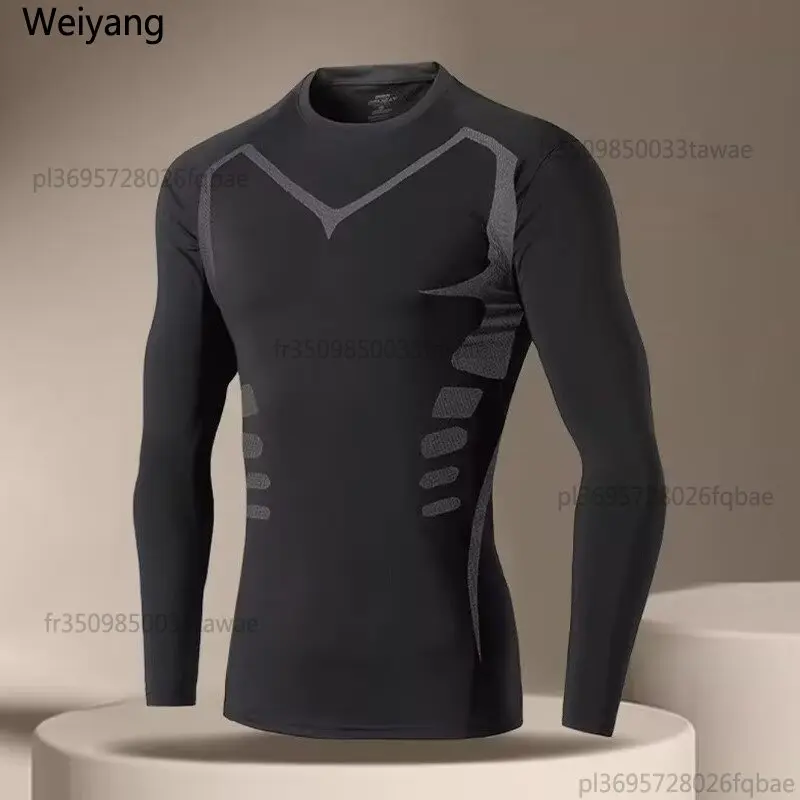 Camiseta Deportiva para Hombre, Camiseta de Compresión para Fitness, Secado Rápido, Ajustada, para Entrenamiento, Gimnasio, Running