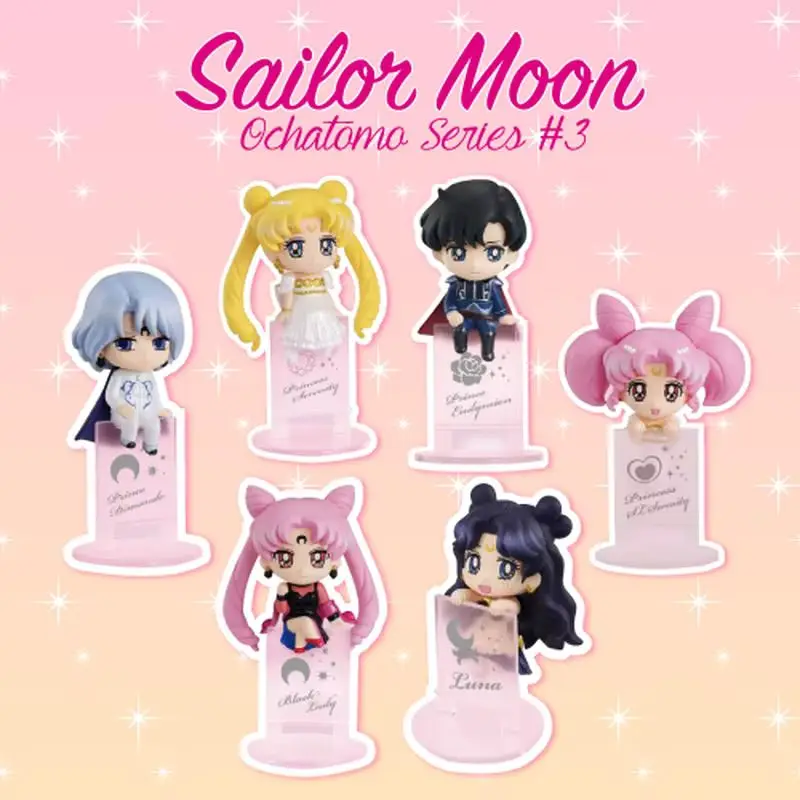 Ochatomo Series Sailor Moon R Night & Day Pvc Figures Toys 6pcs/set Serenity Black Lady Small Lady Chiba Mamoru Diamond Toy Gift