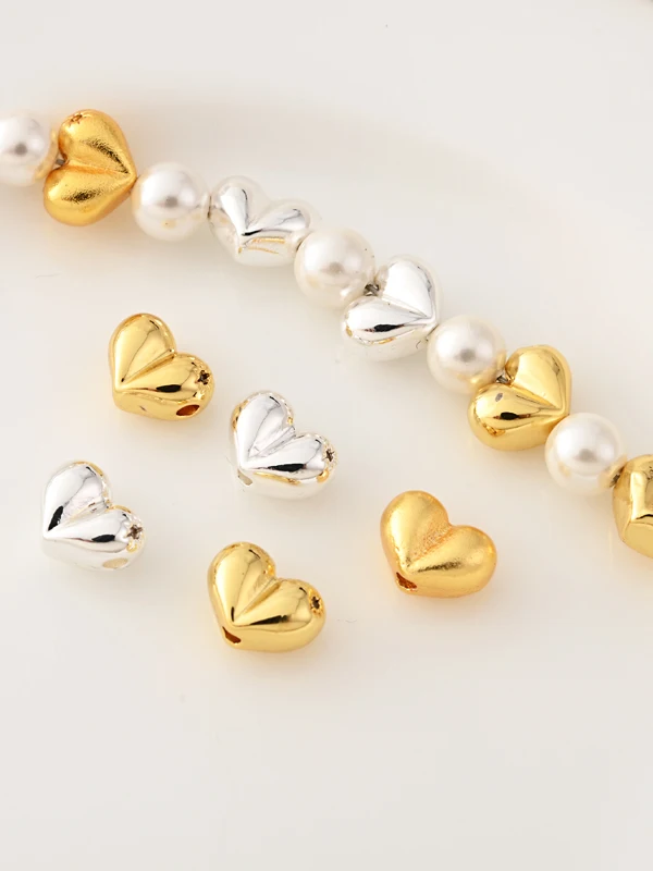 

Ручная работа, медное покрытие, 8-каратное золото, сердце и персиковые бусины, аксессуары для браслета «сделай сам», модные ювелирные изделия, конents