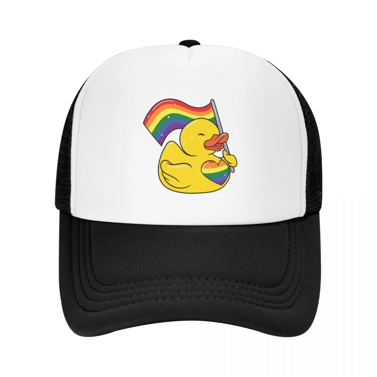 Rubber Duck Holding Rainbow Flag Baseball Cap Anime Rave Snap Back Hat sun hat Caps For Men Women's