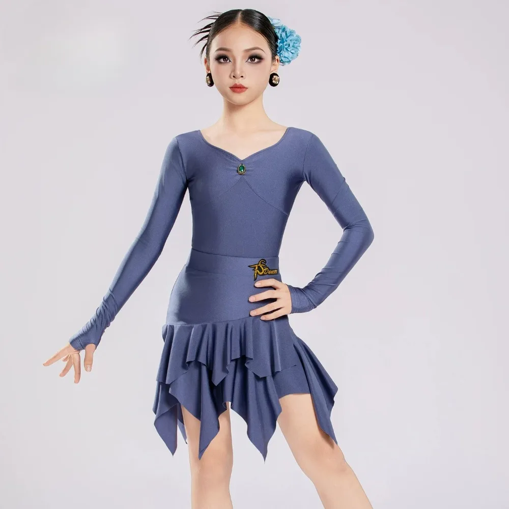 Girl's Latin dance costume girls trainingsuit forpractice newstyle professional competition suitdance childrens performance suit