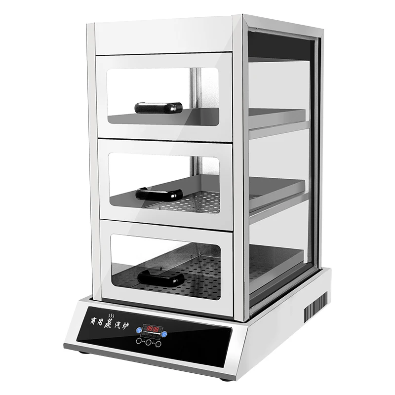 

Электрическая 3-слойная пароварка, подогреватель для булочек, пароварка для закусок, хлеба, шкаф, дисплей, подогреватель для еды