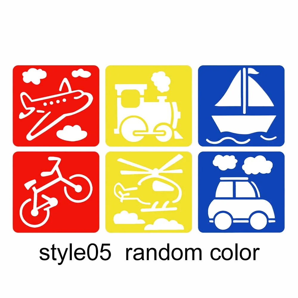 6pcs Cartoon Pattern Drawing Stencils for DIY Crafts