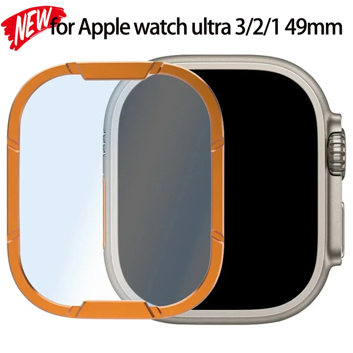 Displayschutzfolie aus gehärtetem Glas für Apple Watch Ultra 3/2/1, Metallrahmen für iWatch Ultra 49 mm, kratzfeste HD-Schutzfolie