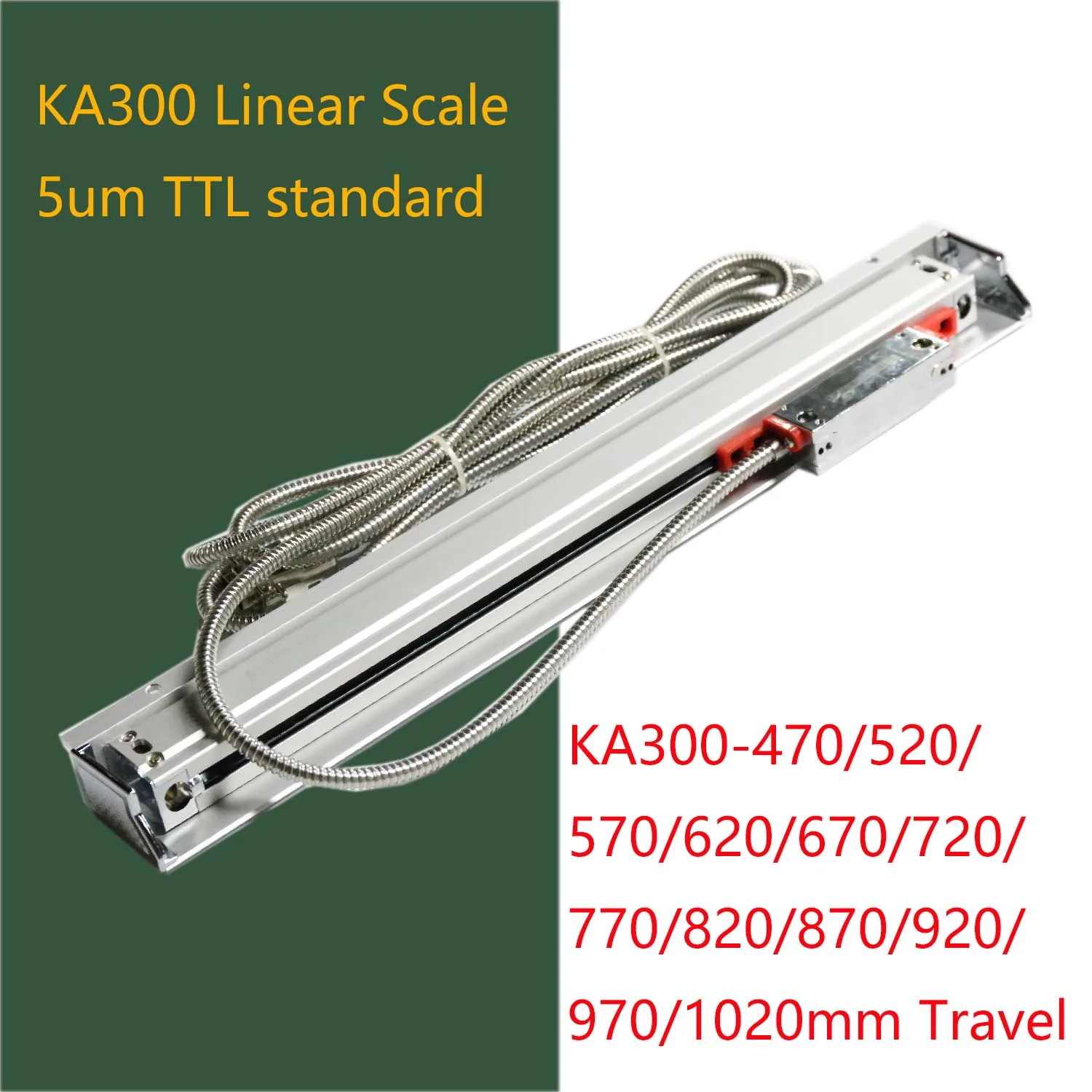 Sino KA-300 Linear Glass Scale Sensor 0.005mm TTL AB Signal KA300 470mm-1020mm Linear Displacement Optical Encoder Ruler