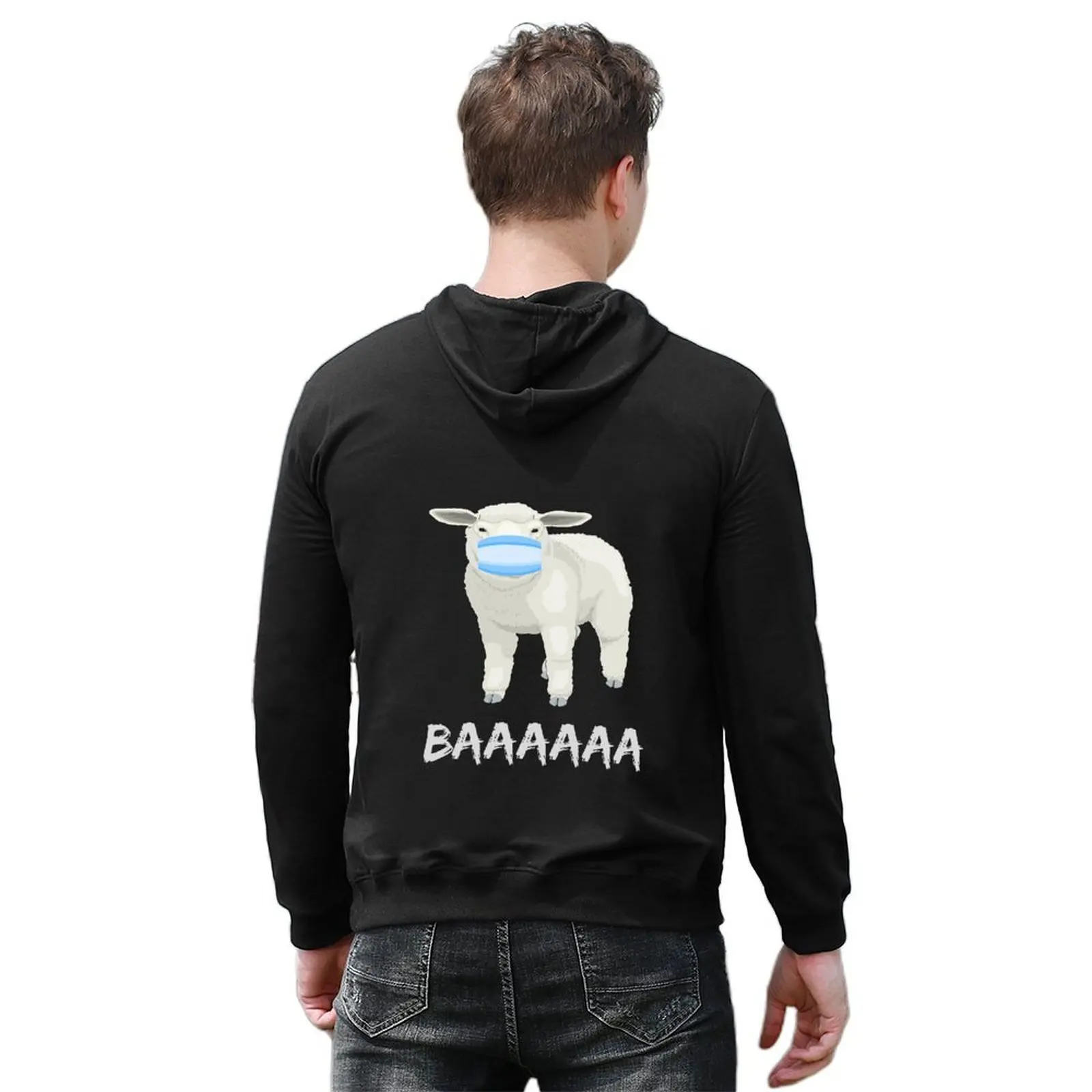 الأغنام أو الأغنام قناع مضاد للقناع أو قناع هوديي الرجال ارتداء الرجال قميص العرق ملابس الخريف الكورية مقنعين قميص رياضية #6